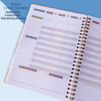 2023 Goal Action Planner Deluxe Недатиран ежедневен седмичен и месечен бележник с дневен ред 8,3 x 5,8\