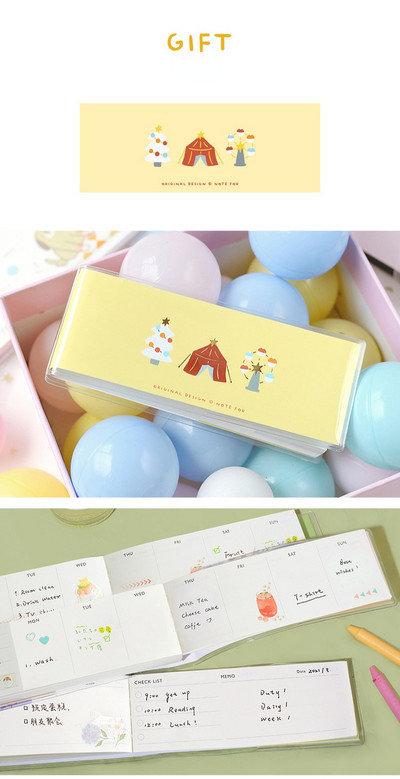 Μίνι σημειωματάριο PVC Shell Weekly Planner Memorandum Carry Student Stationery Cartoon Cute Cherry Coffee School Supplies Planner