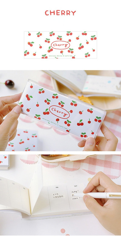 Μίνι σημειωματάριο PVC Shell Weekly Planner Memorandum Carry Student Stationery Cartoon Cute Cherry Coffee School Supplies Planner