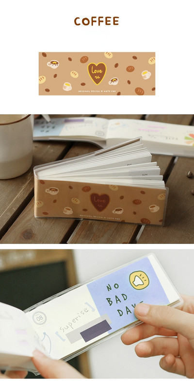 Μίνι σημειωματάριο PVC Shell Weekly Planner Memorandum Carry Student Stationery Cartoon Cute Cherry Coffee School Supplies Planner
