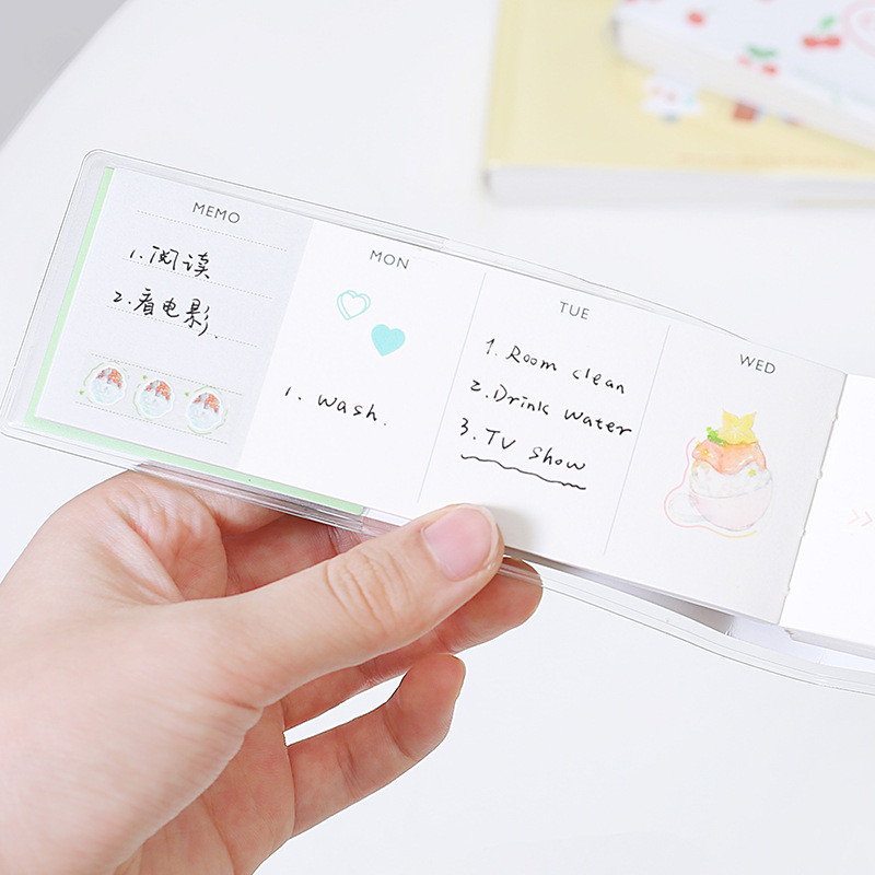 Mini piezīmjdatora PVC apvalks nedēļas plānotājs Memorands Carry Student Kancelejas preces Karikatūra Jauki ķiršu kafija skolas piederumu plānotājs