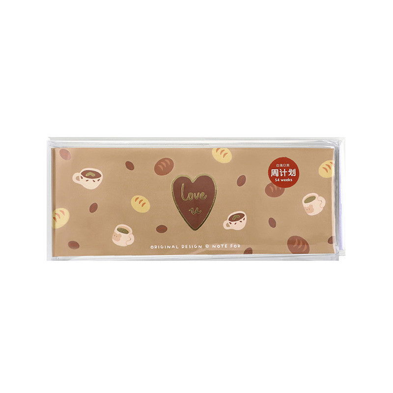 Mini piezīmjdatora PVC apvalks nedēļas plānotājs Memorands Carry Student Kancelejas preces Karikatūra Jauki ķiršu kafija skolas piederumu plānotājs