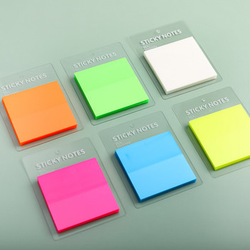 Ημιδιαφανές Sticky Notes PET 50 φύλλα 50mm Τετράγωνο Memo Pad Αυτοκόλλητα αδιάβροχα έγχρωμα αυτοκόλλητα για Planner Diary A7064