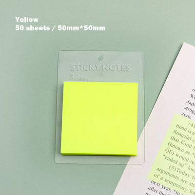 Ημιδιαφανές Sticky Notes PET 50 φύλλα 50mm Τετράγωνο Memo Pad Αυτοκόλλητα αδιάβροχα έγχρωμα αυτοκόλλητα για Planner Diary A7064
