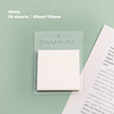 Ημιδιαφανές Sticky Notes PET 50 φύλλα 50mm Τετράγωνο Memo Pad Αυτοκόλλητα αδιάβροχα έγχρωμα αυτοκόλλητα για Planner Diary A7064