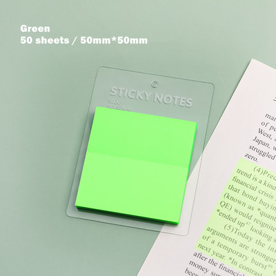 Ημιδιαφανές Sticky Notes PET 50 φύλλα 50mm Τετράγωνο Memo Pad Αυτοκόλλητα αδιάβροχα έγχρωμα αυτοκόλλητα για Planner Diary A7064