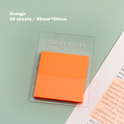Ημιδιαφανές Sticky Notes PET 50 φύλλα 50mm Τετράγωνο Memo Pad Αυτοκόλλητα αδιάβροχα έγχρωμα αυτοκόλλητα για Planner Diary A7064