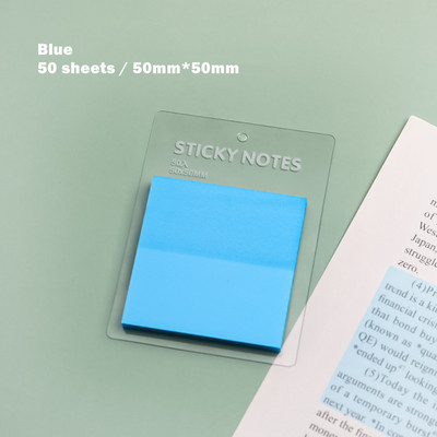 Ημιδιαφανές Sticky Notes PET 50 φύλλα 50mm Τετράγωνο Memo Pad Αυτοκόλλητα αδιάβροχα έγχρωμα αυτοκόλλητα για Planner Diary A7064