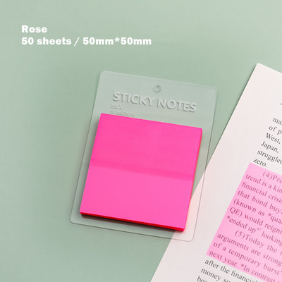 Ημιδιαφανές Sticky Notes PET 50 φύλλα 50mm Τετράγωνο Memo Pad Αυτοκόλλητα αδιάβροχα έγχρωμα αυτοκόλλητα για Planner Diary A7064