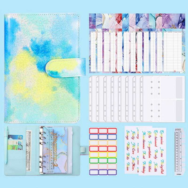 Piezīmjdatora daudzfunkcionālas gludas rakstīšanas somas ar rāvējslēdzēju A6 mākslīgās ādas marmora krāsains budžeta plānotājs piezīmjdatora iesiešanas piederumi