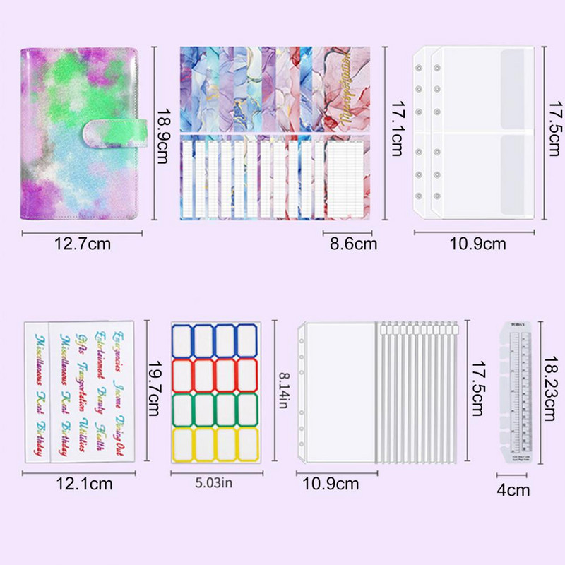 Piezīmjdatora daudzfunkcionālas gludas rakstīšanas somas ar rāvējslēdzēju A6 mākslīgās ādas marmora krāsains budžeta plānotājs piezīmjdatora iesiešanas piederumi