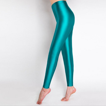 lady Fluorescent Color Leggings Παντελόνι Γυναικείο Ice Silk Spandex Elastic κολάν Πολύχρωμο γυαλιστερό γυαλιστερό κολάν για γυναίκες