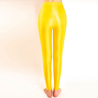 lady Fluorescent Color Leggings Παντελόνι Γυναικείο Ice Silk Spandex Elastic κολάν Πολύχρωμο γυαλιστερό γυαλιστερό κολάν για γυναίκες