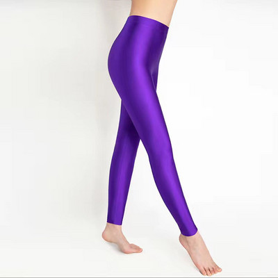 lady Fluorescent Color Leggings Παντελόνι Γυναικείο Ice Silk Spandex Elastic κολάν Πολύχρωμο γυαλιστερό γυαλιστερό κολάν για γυναίκες