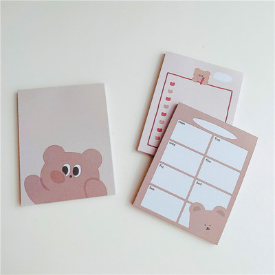 Coreeană Ins Cute Brown Bear Memo Pad Student desene animate Mini Notepad Hârtie de mesaje Săptămânal To Do List Papetărie Kawaii 50 de coli