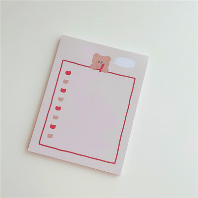 Κορεατικά Ins Cute Brown Bear Memo Pad Student Cartoon Mini Notepad Paper Weekly To Do List Kawaii Stationery 50 Sheets