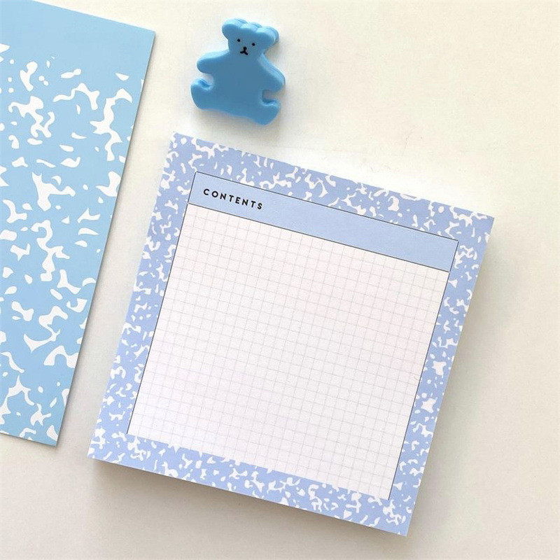50 листа INS Cute Milk Pattern Grid Memo Pad Корейски канцеларски материали Нелепкащи бележки Преносим бележник Училищни офис консумативи