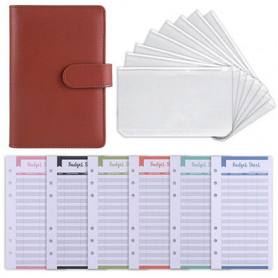 1 Σετ Budget Planner Pen Loop Faux Leather Πολλαπλής χρήσης Daily Organizer Budget Planner Notebook for Work