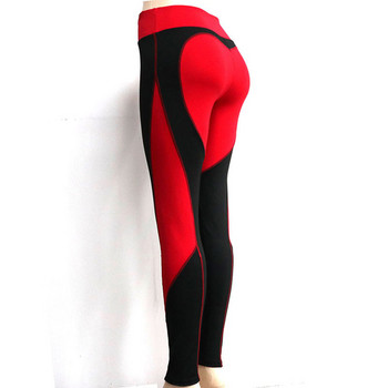 Дамски клинове във формата на сърце, нови червени, черни панталони с висока талия Пачуърк клинове с щампи Голям размер, високоеластични фитнес клинове