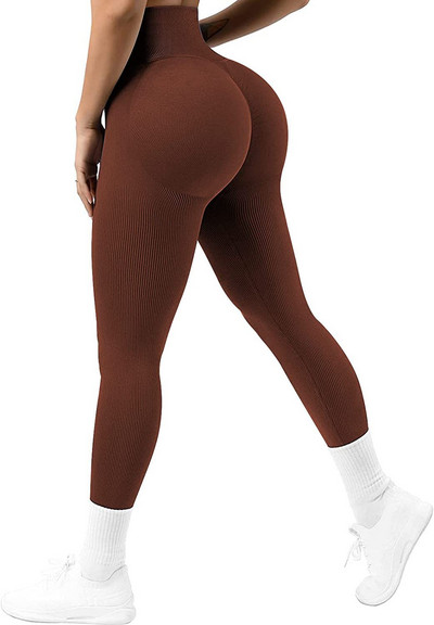 Push Up Leggings Γυναικεία παντελόνια γιόγκα με ραβδώσεις χωρίς ραφές GYM Παντελόνι ψηλόμεσο Καλσόν ανύψωσης γοφών Αθλητικό κολάν για γυναίκες