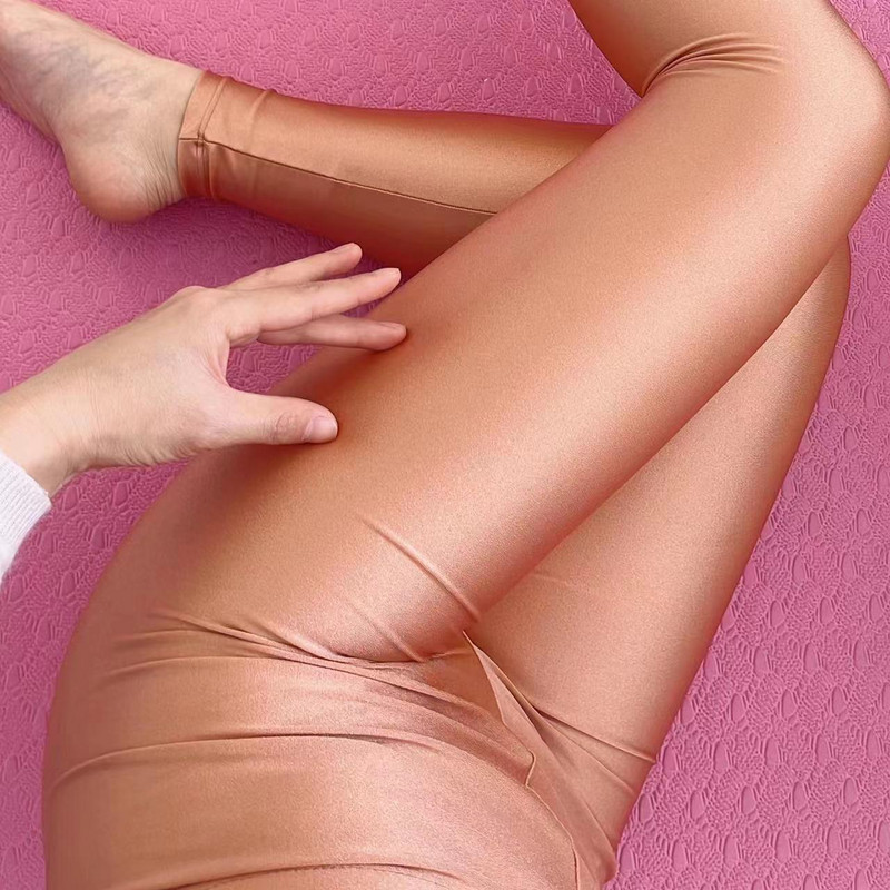 Летни лъскави сиви безшевни дамски клинове с висока талия Плюс размер тренировъчни панталони за фитнес Панталони Тесни долнища