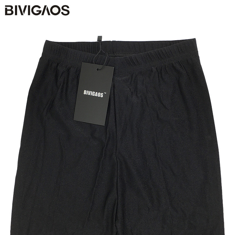 BIVIGAOS Sieviešu Sexy Shiny Stretch Legingi Plānas Pusbikses Legins Slim Melni Legingi Gotikas Bikses Sieviešu Apģērbs