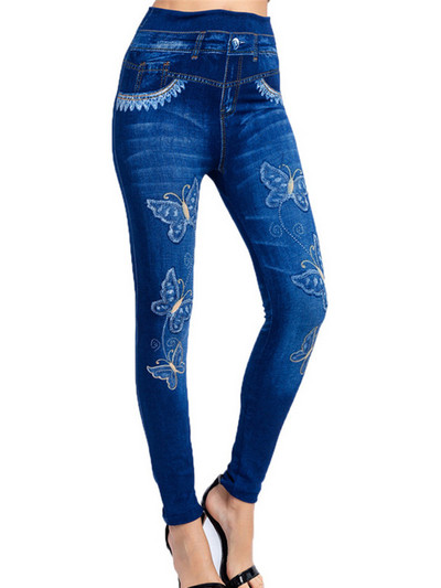 CUHAKCI Sexy Gym Leggins Ψηλόμεση ελαστική πεταλούδα με στάμπα παντελόνι μολύβι Faux τζιν κολάν Γυναικείο 2022 New Disign Hot εκπτώσεις
