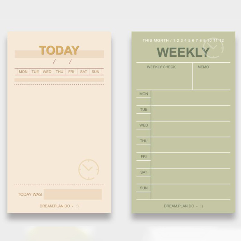 50 листа Обикновени бележки Kawaii Ежедневен седмичен плановник Списък със задачи Списък с лепкави бележки Корейски канцеларски материали Офис консумативи