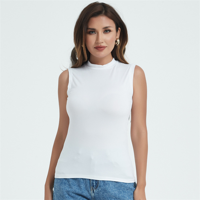 Trikotāžas T krekls ar O veida kakla izgriezumu Sieviešu vasaras seksīgs krekls bez piedurknēm Sieviešu tops kokvilnas topi T-krekls, sieviešu sieviešu ielas apģērbs Hotsweet B30