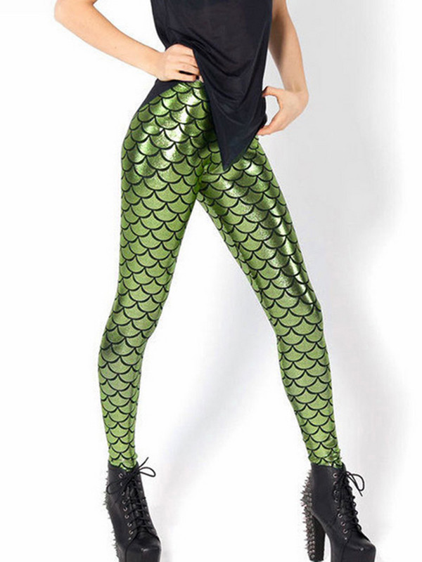 NDUCJSI Sexy Dance Mermaid Digital Print Sieviešu leggings Fishe Scale Bikses Club Jeggings XXXL