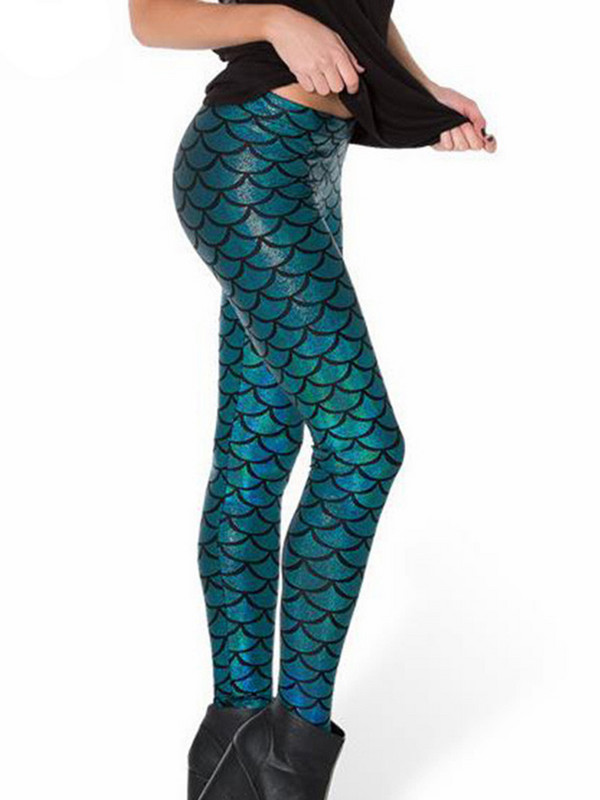 NDUCJSI Sexy Dance Mermaid Digital Print Sieviešu leggings Fishe Scale Bikses Club Jeggings XXXL