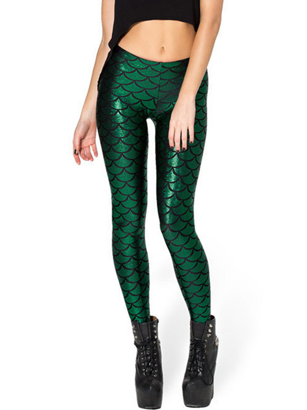 NDUCJSI Sexy Dance Mermaid Digital Print Sieviešu leggings Fishe Scale Bikses Club Jeggings XXXL