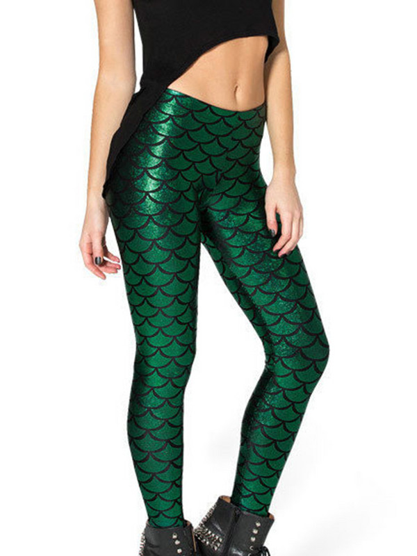 NDUCJSI Sexy Dance Mermaid Digital Print Sieviešu leggings Fishe Scale Bikses Club Jeggings XXXL