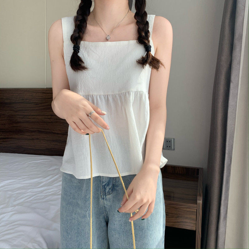 Tanks Sieviešu Krāsains Moderns Sexy Korejiešu Kvadrātveida apkakle Eleganta Loks bez aizmugures Brīvi Ielu apģērbi Šiki Japānas Topi Sieviešu Mujer Vasara