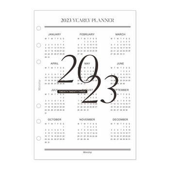 MyPretties 2 Sheets 2023 Calendar Front Page Refill Papers A5 A6 A7 Filler Papers for 6 Hole Binder Organizer Notebook N.1372