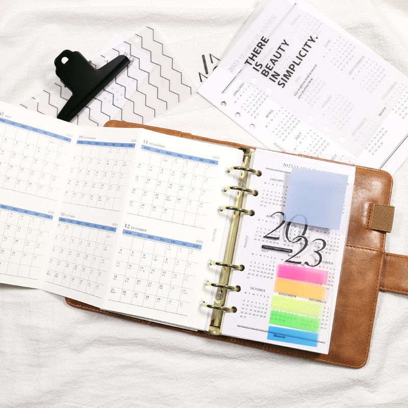 MyPretties 2 lapas 2023. gada kalendāra priekšpuse Uzpildes papīri A5 A6 A7 papīri 6 caurumu iesiešanas organizatoram piezīmju grāmatiņa N.1372