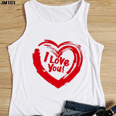 Μόδα αμάνικο μπλουζάκι Heart Flower Printed Γυναικεία καμισέλα Harajuku Casual Λευκό Γιλέκο Καλοκαιρινό Γυναικείο Love Γραφικά μπλουζάκια