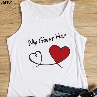 Μόδα αμάνικο μπλουζάκι Heart Flower Printed Γυναικεία καμισέλα Harajuku Casual Λευκό Γιλέκο Καλοκαιρινό Γυναικείο Love Γραφικά μπλουζάκια