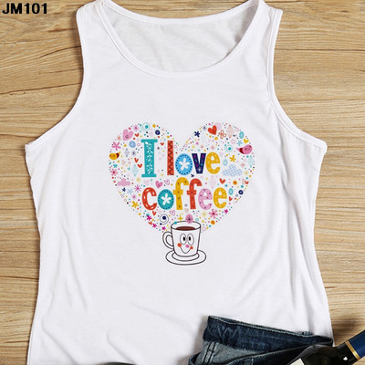 Μόδα αμάνικο μπλουζάκι Heart Flower Printed Γυναικεία καμισέλα Harajuku Casual Λευκό Γιλέκο Καλοκαιρινό Γυναικείο Love Γραφικά μπλουζάκια