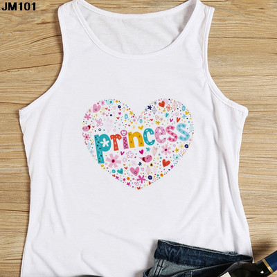 Μόδα αμάνικο μπλουζάκι Heart Flower Printed Γυναικεία καμισέλα Harajuku Casual Λευκό Γιλέκο Καλοκαιρινό Γυναικείο Love Γραφικά μπλουζάκια