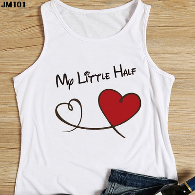 Μόδα αμάνικο μπλουζάκι Heart Flower Printed Γυναικεία καμισέλα Harajuku Casual Λευκό Γιλέκο Καλοκαιρινό Γυναικείο Love Γραφικά μπλουζάκια