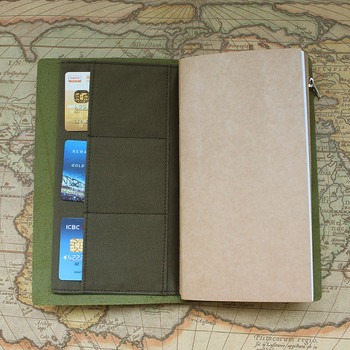 Fromthenon Ретро чанта за съхранение за Midori Traveller\'s Notebook Planner Zipper Pocket Card Holder Чанта за файлове Ретро училищни канцеларски материали