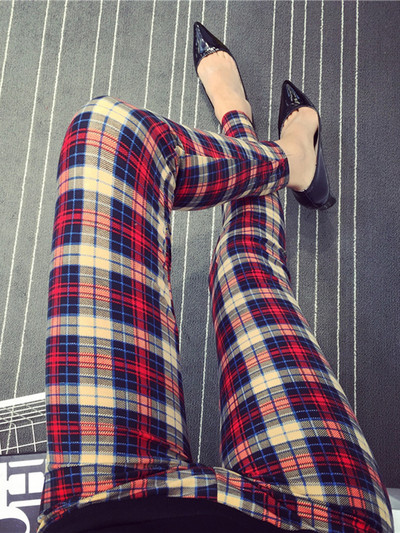 CUHAKCI καρό στάμπα Push Up Legging Παντελόνι προπόνησης Γυναικείο Μόδα Πολυεστέρας ελαστικό Jegging μέσης Hot Fitness Pencil Παντελόνι