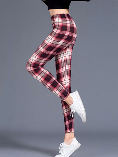 CUHAKCI καρό στάμπα Push Up Legging Παντελόνι προπόνησης Γυναικείο Μόδα Πολυεστέρας ελαστικό Jegging μέσης Hot Fitness Pencil Παντελόνι