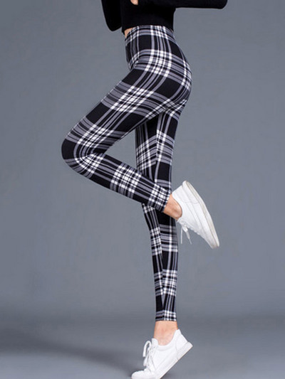 CUHAKCI καρό στάμπα Push Up Legging Παντελόνι προπόνησης Γυναικείο Μόδα Πολυεστέρας ελαστικό Jegging μέσης Hot Fitness Pencil Παντελόνι