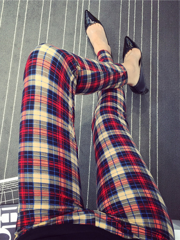 CUHAKCI Plaid Print Push Up Legingi Treniņa bikses Sievietēm Modes Poliestera Elastīgs Viduklis Jeggings Karsti Fitnesa Zīmuļu Bikses