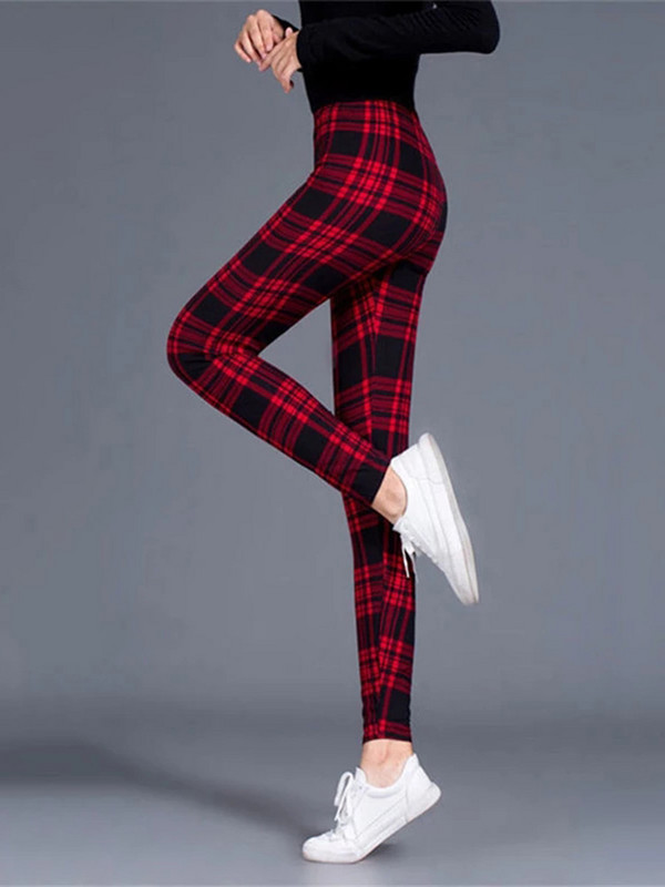 CUHAKCI Plaid Print Push Up Legingi Treniņa bikses Sievietēm Modes Poliestera Elastīgs Viduklis Jeggings Karsti Fitnesa Zīmuļu Bikses