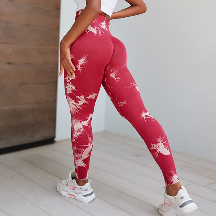 Tie Dye Дамски къси панталони Фитнес Безшевни клинове Push Up Йога Панталони Дрехи за тренировка Фитнес Спортно облекло Спортно облекло за джогинг за жени