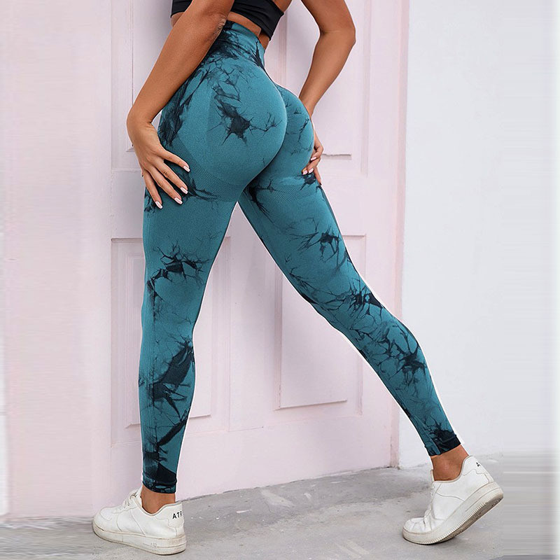 Tie Dye Дамски къси панталони Фитнес Безшевни клинове Push Up Йога Панталони Дрехи за тренировка Фитнес Спортно облекло Спортно облекло за джогинг за жени