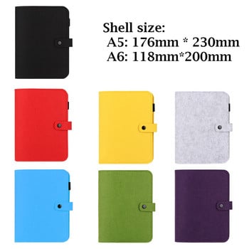 Νέο A5 A6 Felt Loose-leaf Shell Notebook Portable Colorful Felt Felt Ring Ring Binder Diary Planner Travel Diary Diary Supply office